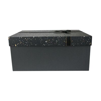 Rectangle Gift Box, Dark/Light Grey Gold Silver Speckled