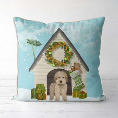 Dog Christmas kennel cottage, Throw pillow, Cushion cover