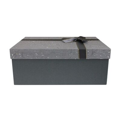 Rectangle Gift Box, Grey Gold Silver Specks Lid