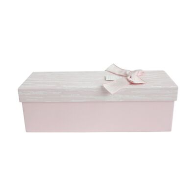 Confezione Regalo Rettangolare Rosa, Coperchio Rosa Effetto Legno Strutturato
