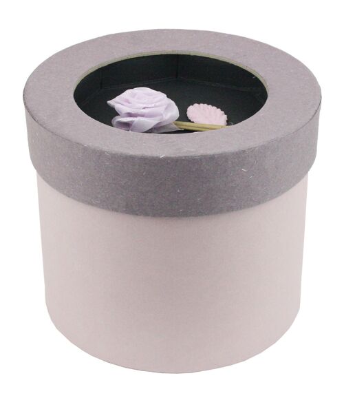 Round, Purple Gift Box with Lilac Lid, With Rose Flower