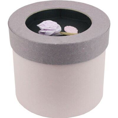Round, Purple Gift Box with Lilac Lid, With Rose Flower