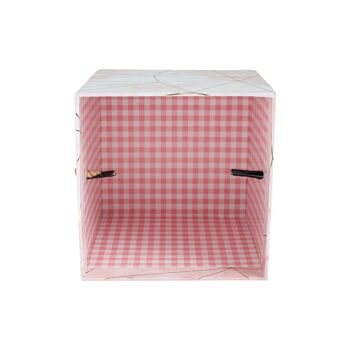 Lot de 2 Coffrets Cadeaux Carrés, Imprimé Marbre Rose Lignes Dorées 8