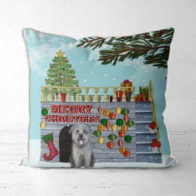 Dog Christmas kennel bauble, Throw pillow, cushion cover