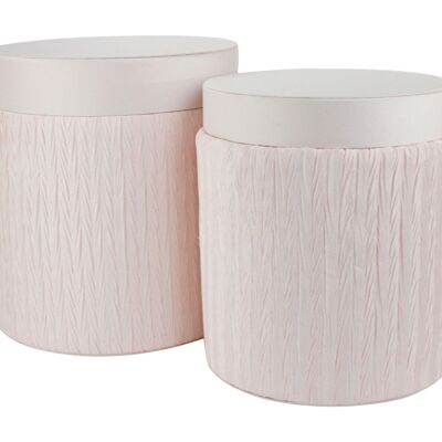 Set of 2 Tall Light Pink Round Flower Gift Box