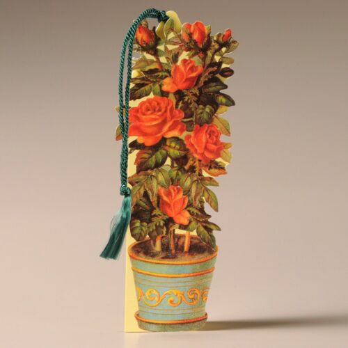 Mamelok Floral Bookmark Card - Roses in an Ornate Pot (BMC05471)