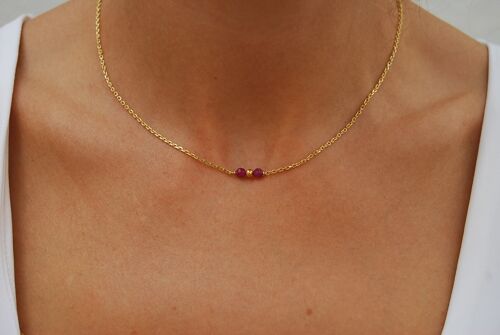 Ruby necklace, silver 925 necklace.