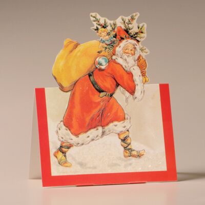 Tarjeta nostálgica de Papá Noel y árbol de Navidad de Mamelok (CDC93053)
