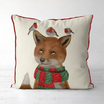 Fox & robins, coussin de Noël, housse de coussin 1