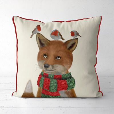 Fox & robins, Christmas throw pillow, cushion cover