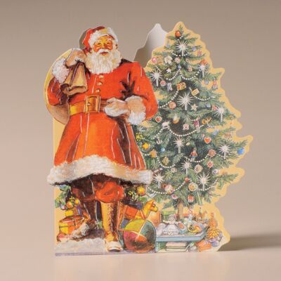 Biglietto nostalgico Mamelok Babbo Natale, albero e giocattoli (CDC94118)
