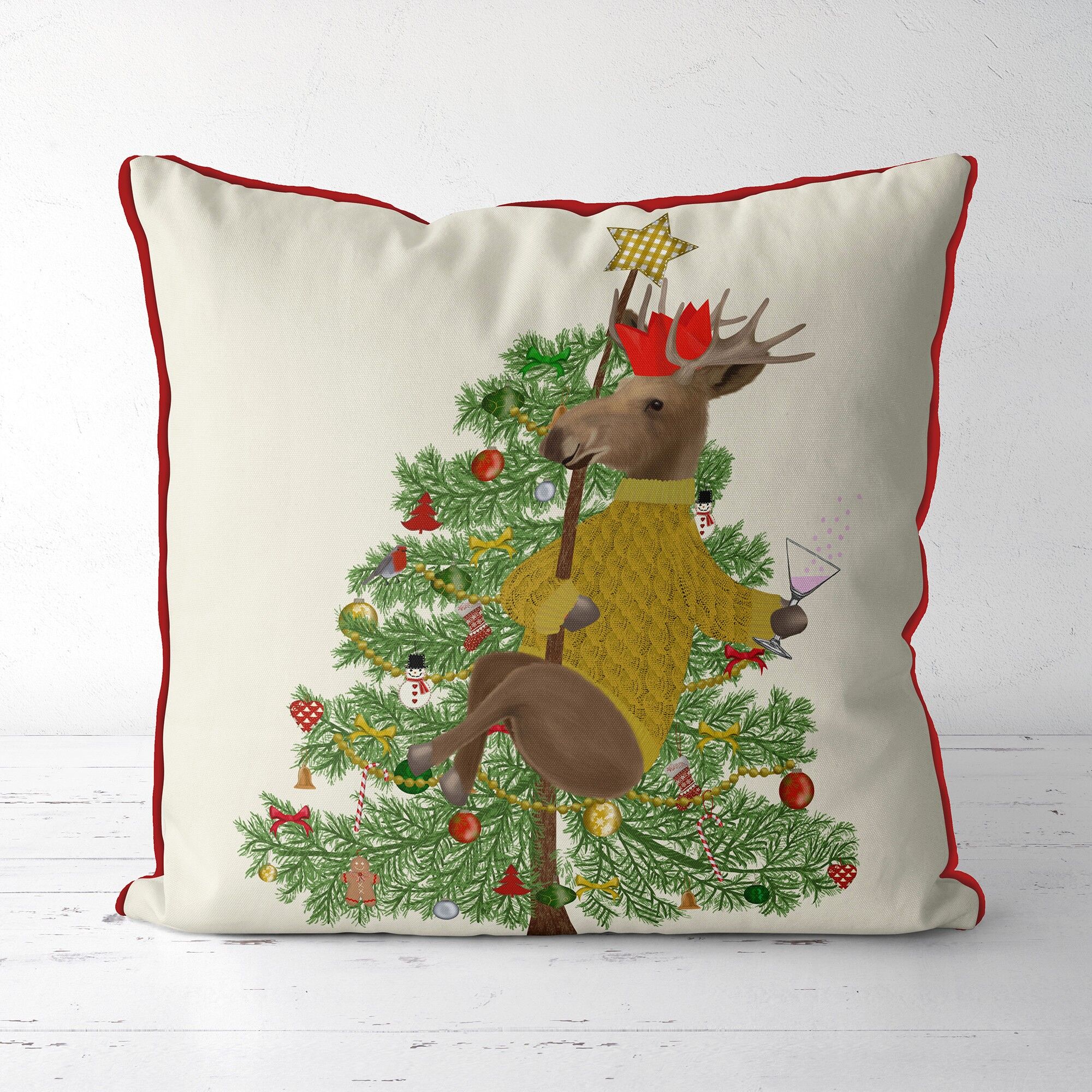 Moose christmas clearance pillow