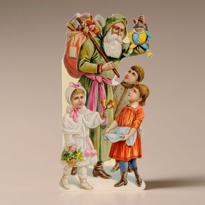 Carte nostalgique Mamelok Santa, arbres et jouets (CDC97183)