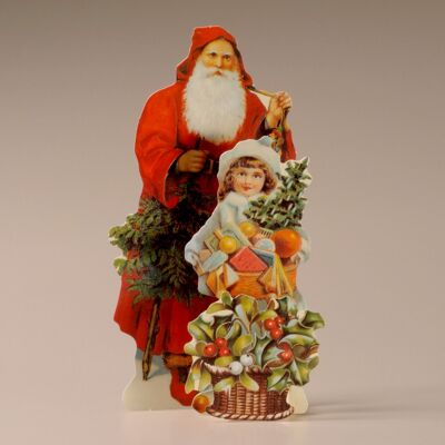 Mamelok Weihnachtsmann und kleines Mädchen 3D Weihnachtskarte (TDC94069)