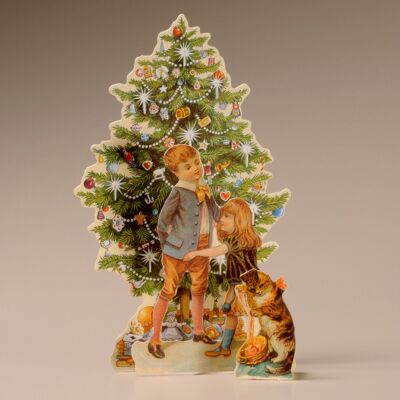 Mamelok-Baum und Kinder 3D-Weihnachtskarte (TDC94072)