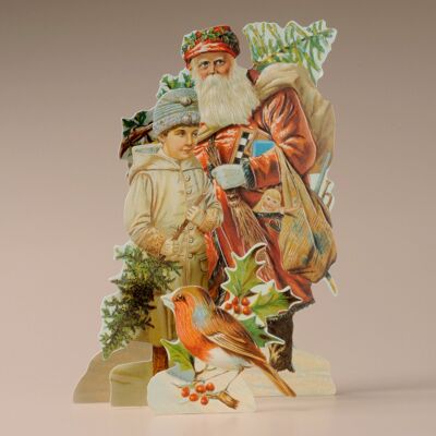 Tarjeta de Navidad 3D Mamelok Papá Noel y niño pequeño (TDC97180)