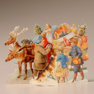 Tarjeta de Navidad 3D Mamelok Papá Noel y niños (TDC99230)