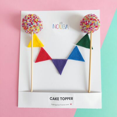 Felt pennant cake topper - Rainbow