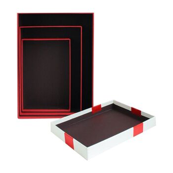 Ensemble de 3 coffrets cadeaux, boîte rouge texturée, ruban rouge 10