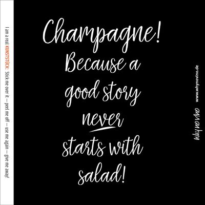 MAINTENANT AUSSI EN ANGLAIS ! Étiquette de Champagne "Vin Pétillant & Salade"