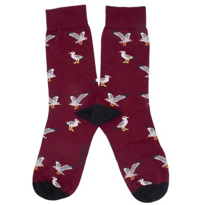 Burgundy Seagulls Socken