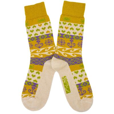 Chaussettes en laine moutarde Marejada