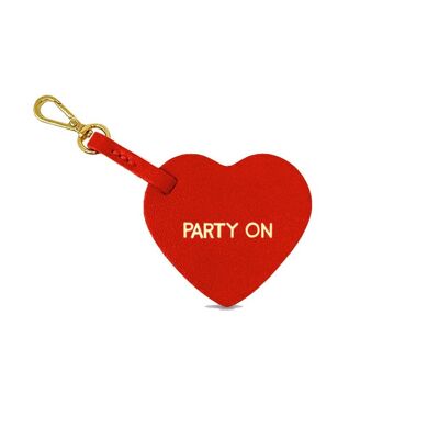 PARTY ON HEART CHARM KEY RING