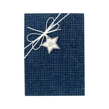 Lot de 3 rectangles, boîte cadeau bleue, couvercle bleu, ruban en daim 2