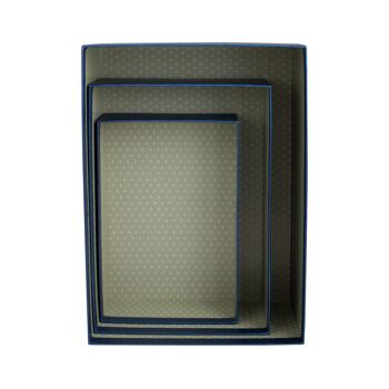 Lot de 3 rectangles, coffret cadeau bleu, ruban bleu crème 8