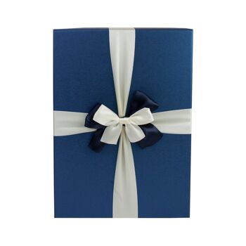 Lot de 3 rectangles, coffret cadeau bleu, ruban bleu crème 2