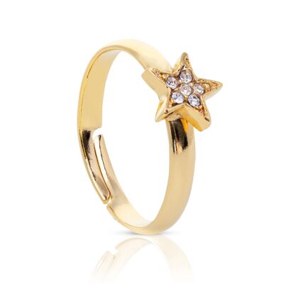 GOLD PLATED CRYSTAL STAR RING - DST3-0200ESTRED