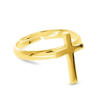 GOLD PLATED CROSS RING - DST3-0157CZD