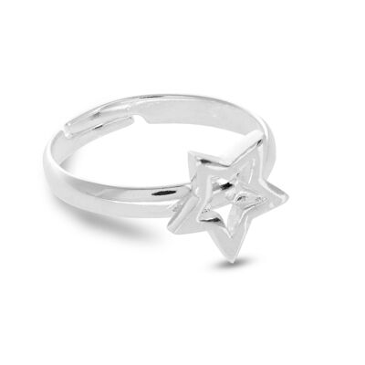 SILVER PLATED STAR RING - DST3-0158ESP