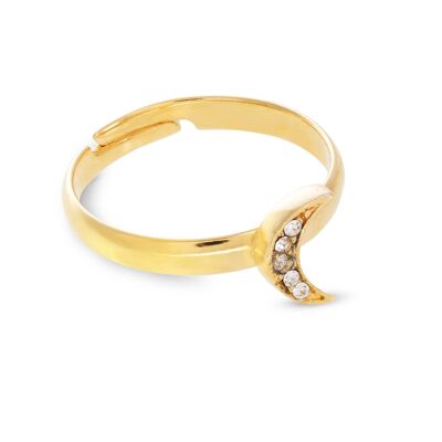 GOLD PLATED CRYSTAL MOON RING - DST3-0200LUNAD