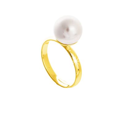GOLD PLATED WHITE PEARL RING - DST3-0018PBLD