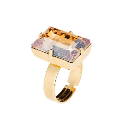 GOLD PLATED RECTANGULAR STONE RING - DST3-0026GOWD