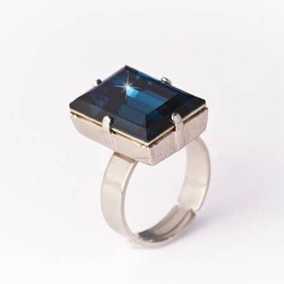 SILVER PLATED RECTANGULAR STONE RING - DST3-0026MTP