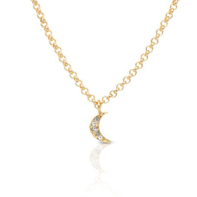 GOLD PLATED CRYSTAL MOON PENDANT - DST2-0200LUNAD