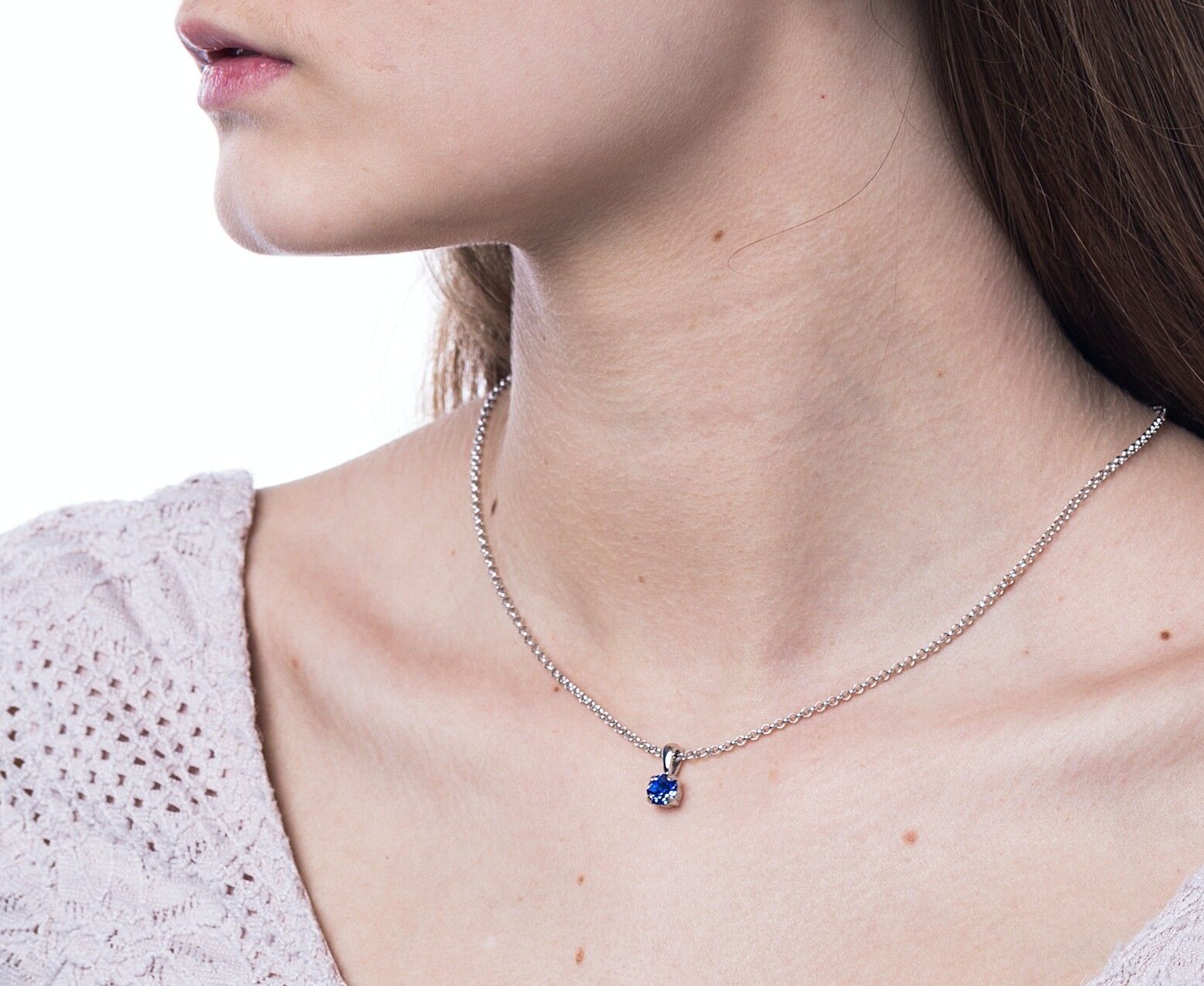 COLOR STONE ANHÄNGER 6MM VERSILBERT - DST2-0001PSH