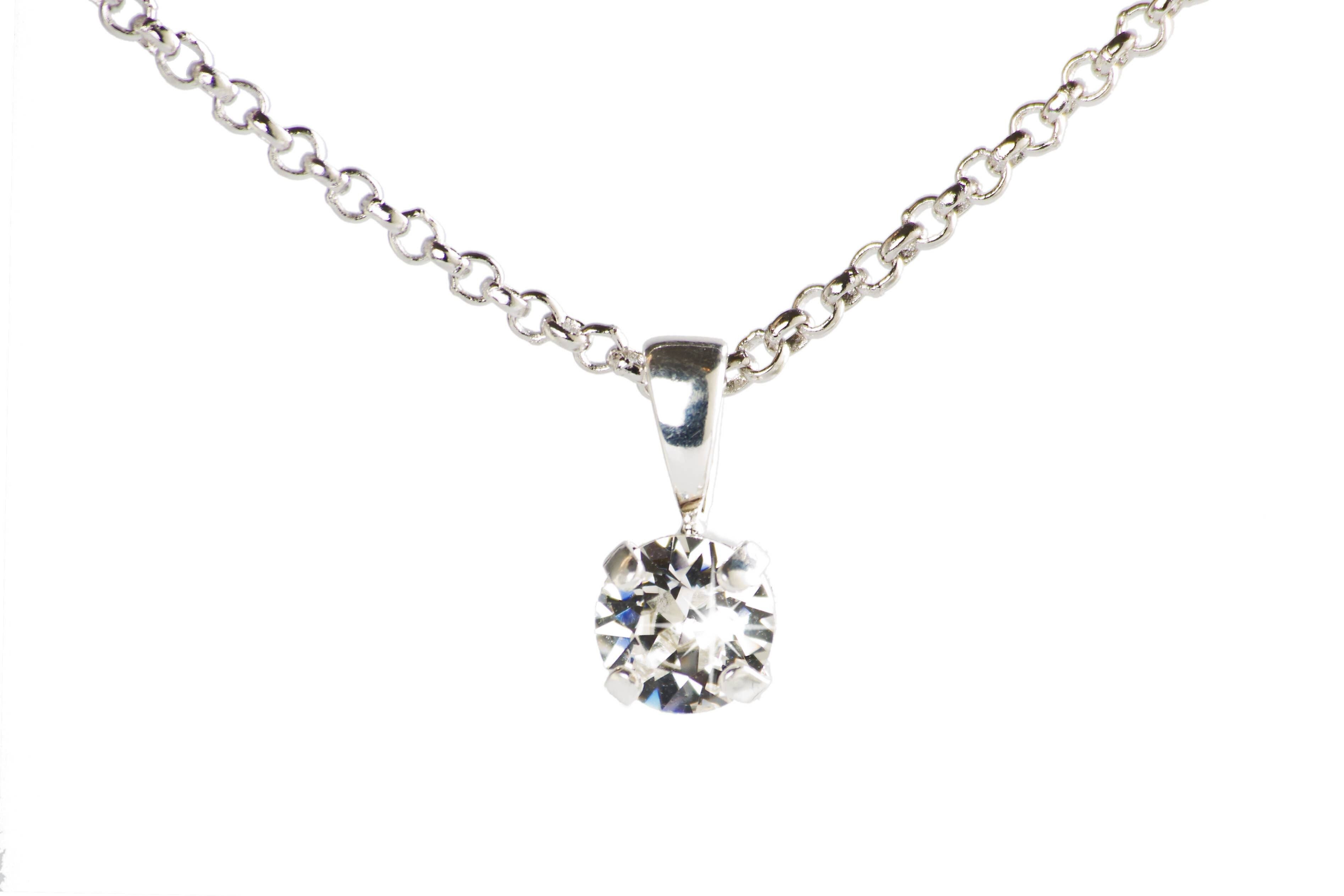 COLOR STONE ANHÄNGER 6MM VERSILBERT - DST2-0001PCR