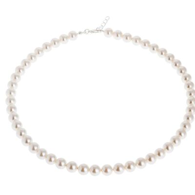 SILVER PLATED WHITE PEARL NECKLACE - DST2-0100BL