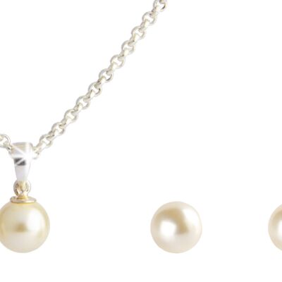 SILVER PLATED WHITE PEARL SET - DST5-0018PBL