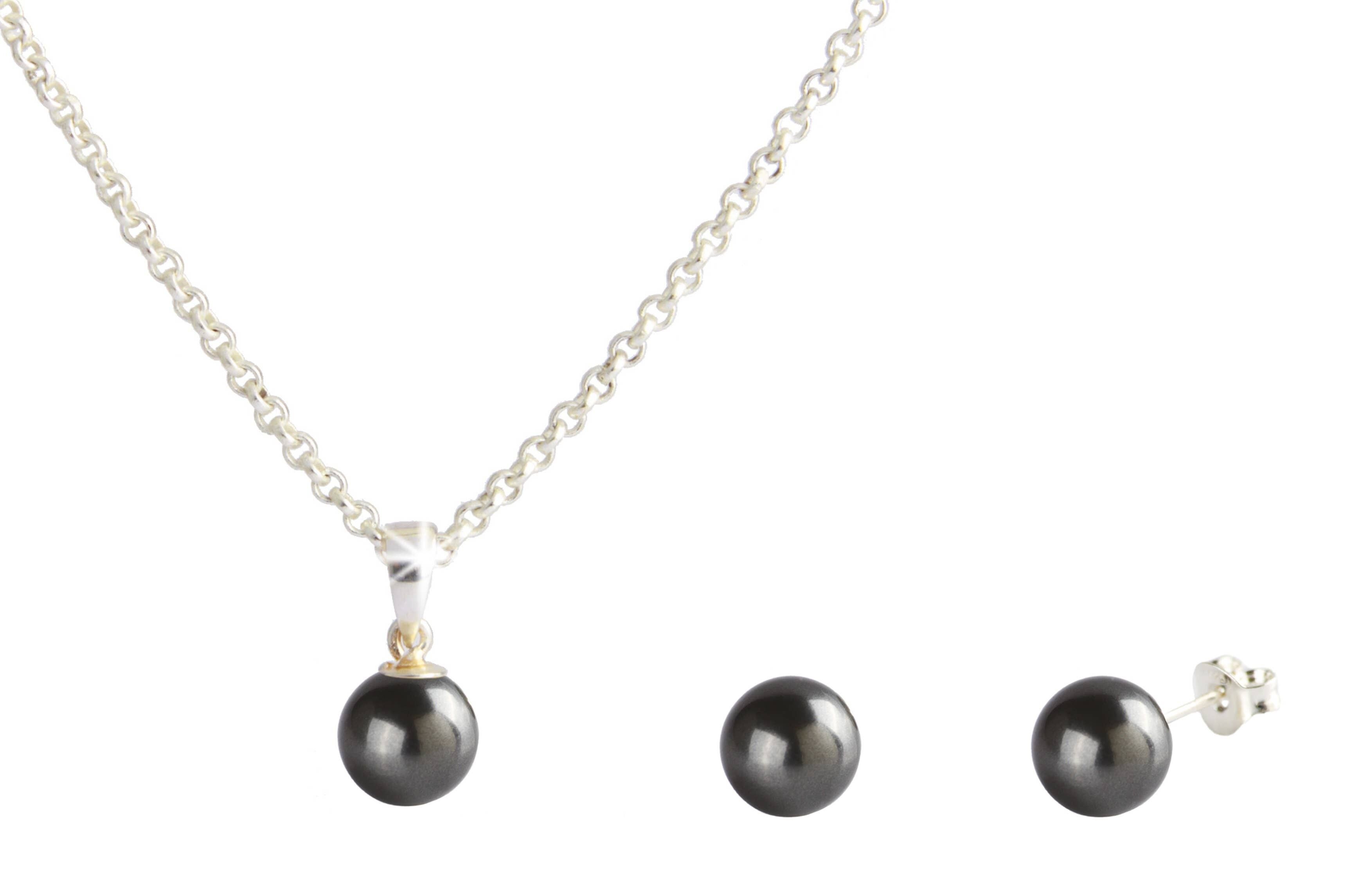 ENSEMBLE DE PERLES NOIRES ARGENTÉES - DST5-0018PNG