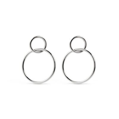 SILVER PLATED 2 CIRCLES EARRING - DST1-0300P
