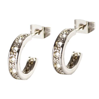 SILVER PLATED CRYSTAL HOOP EARRING - DST1-0034CR