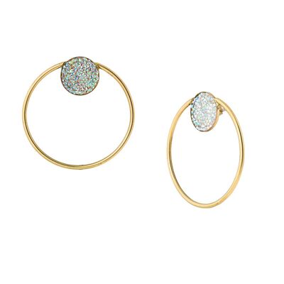 HOOP EARRING WITH GOLD PLATED CRYSTAL - DST1-0042ABD