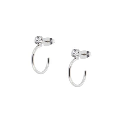 HOOP EARRING WITH SILVER PLATED CRYSTAL - DST1-1022CRP