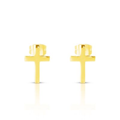 GOLD PLATED CROSS SHAPED EARRING - DST1-0157CZD