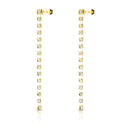 LONG GOLD PLATED CRYSTAL EARRING - DST1-0311CRD