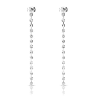 LONG SILVER PLATED CRYSTAL EARRING - DST1-0311CRP